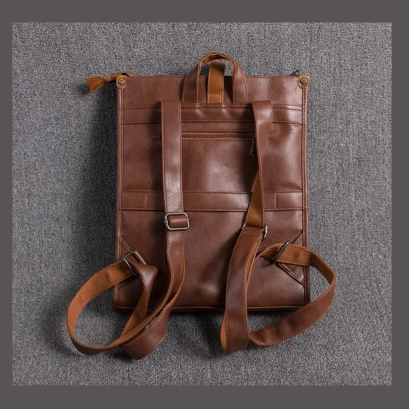 Leather Man Laptop Bags Fashion Business Men Backpacks Retro Male Travel Bag Men School Bags