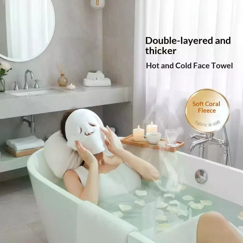 Reusable Hot And Cold Compress Face Masks Towel Moisturizing Facial Steamer Soft Gentle For Skin Care