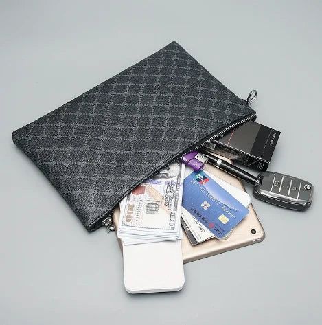 Men's Leather Messenger Bag Slim Business Envelope Clutch Phone Crossbody Bag Fashionable Lightweight Hand Carry Bag