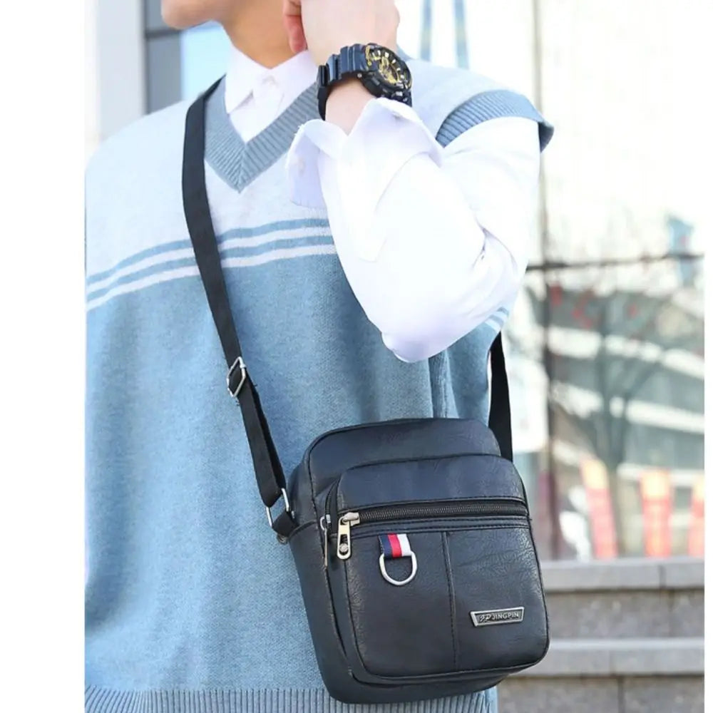 Leather Men's Sling Bag Messenger Shoulder Crossbody Bags Large Capacity Handbags Multifunctional