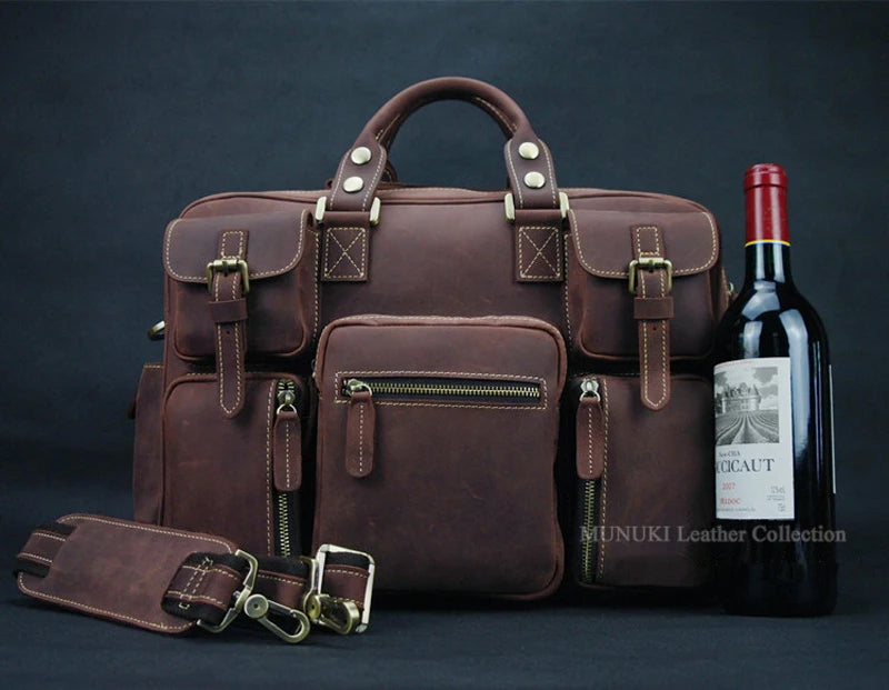 Top Quality Genuine Leather Briefcase Men Business Bag 17"Laptop Case Male Leather Office Bag Portfolio Large Messenger Bag Tote