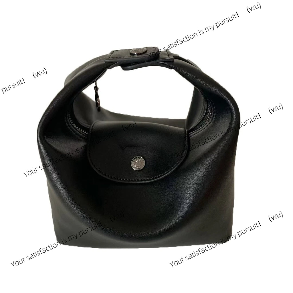 Full leather lunch box bag, hand bag, messenger bag, French shoulder bag with shoulder strap women's bag.