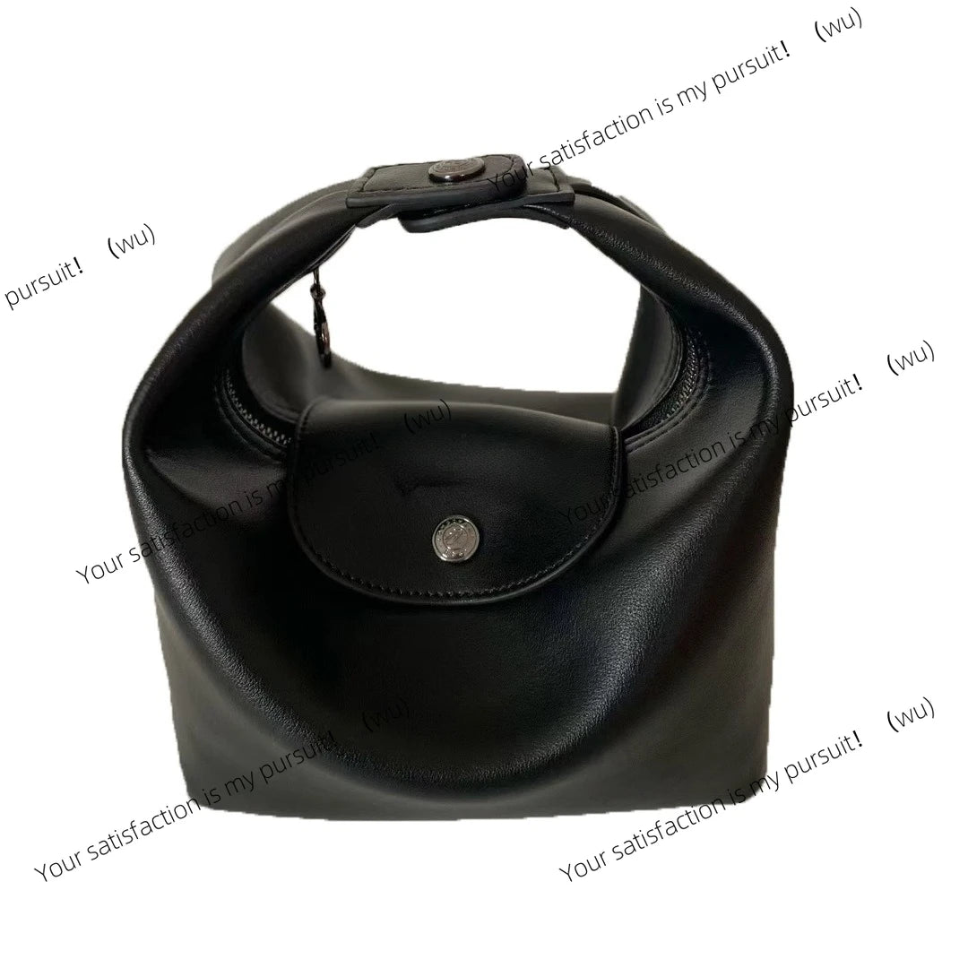 Full leather lunch box bag, hand bag, messenger bag, French shoulder bag with shoulder strap women's bag.