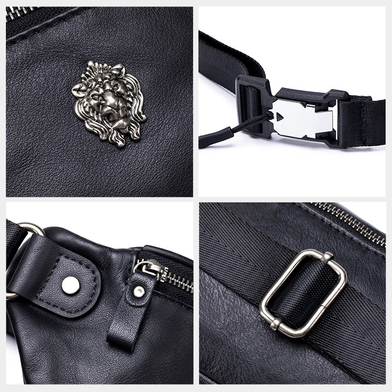 GenuineLeather Fanny Packs for Men Belt Bag Fashionable Waist Pack Sling Crossbody Bag for Workout Travel Camping Hiking Walking