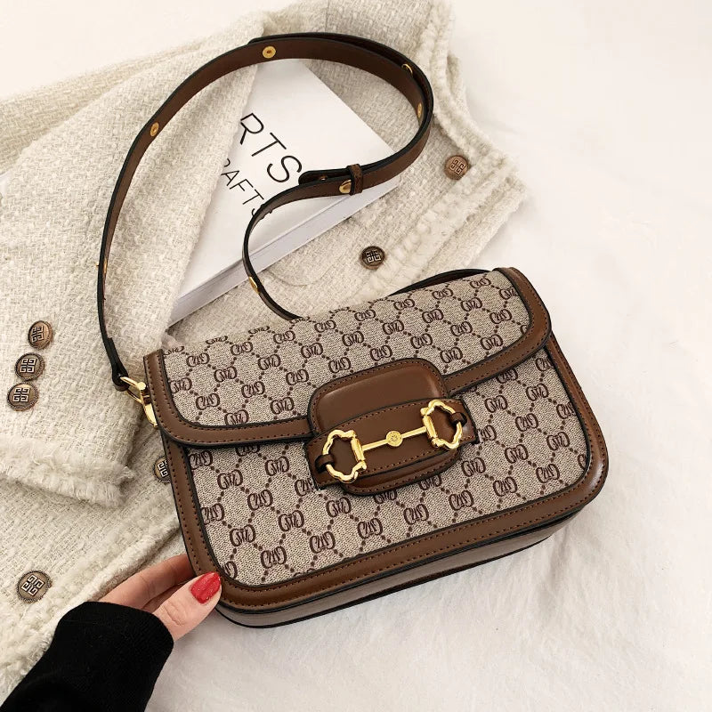 Ladies Genuine Leather Saddle Bag Classic Designer Paris Popular Single Shoulder Bag for Women Casual Vintage Trendy Handbag