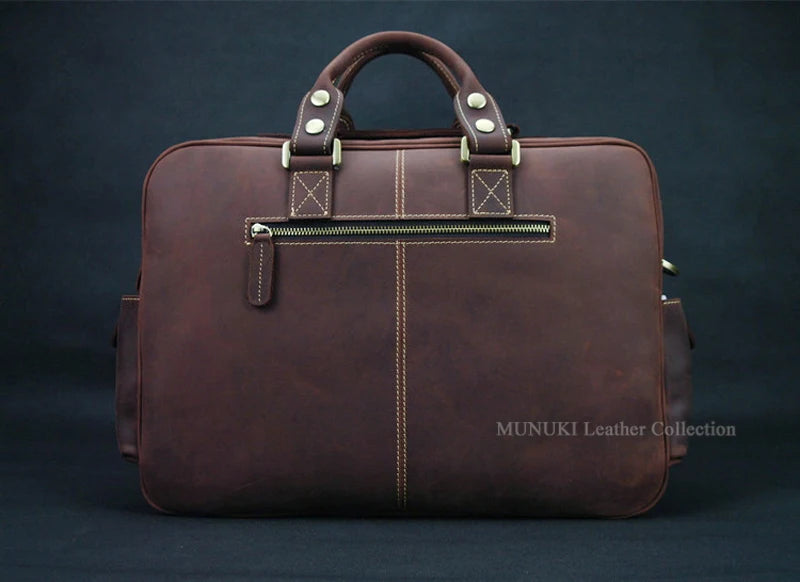 Top Quality Genuine Leather Briefcase Men Business Bag 17"Laptop Case Male Leather Office Bag Portfolio Large Messenger Bag Tote