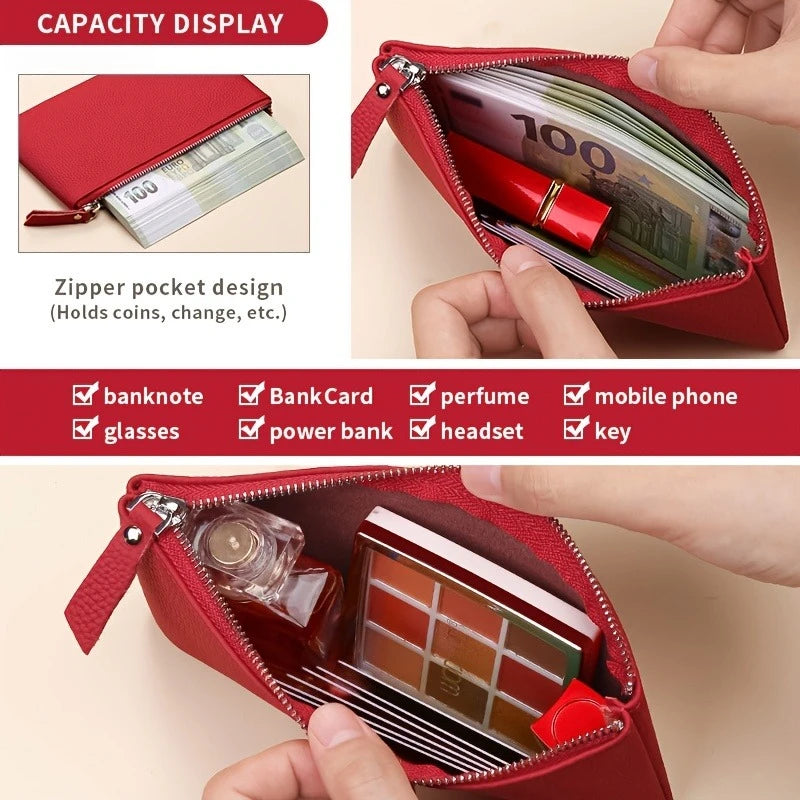 Leather Pocket Cosmetic Bag,Suitable for Wallets,Coin Purses,Lipsticks,Cosmetic,Travel Organizer Bag,High Quality and Portable.
