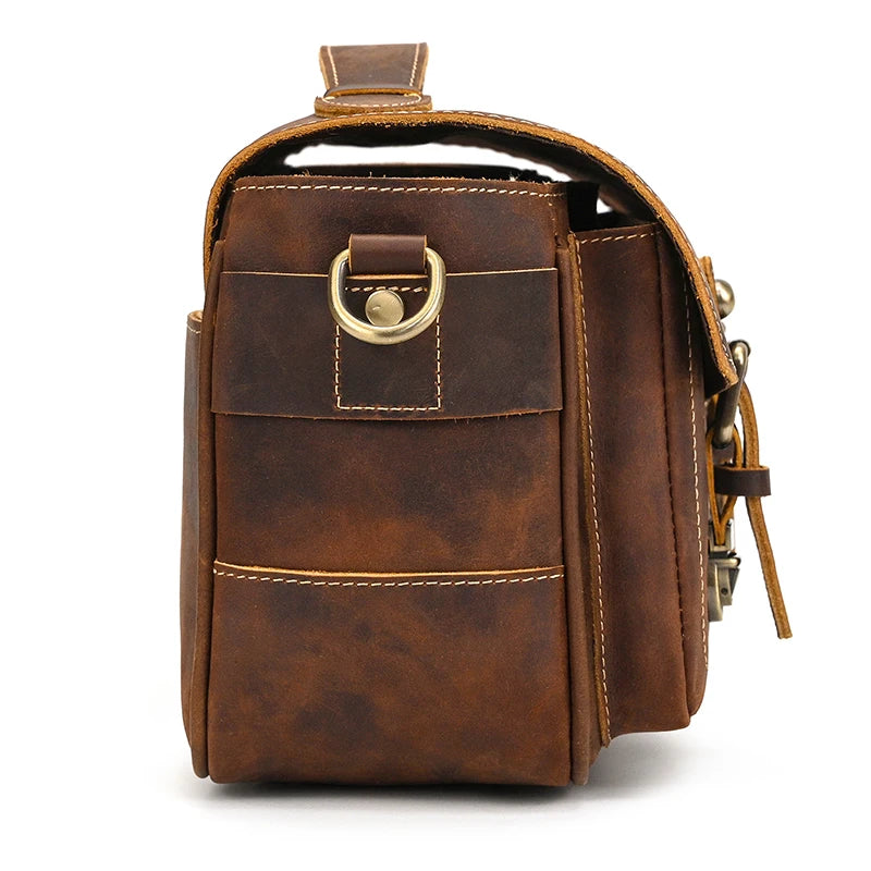Large leather messenger bag for men real cowskin crossbody bags shoulder bags school bag of male for iPad PC Camera Shoulder Bag