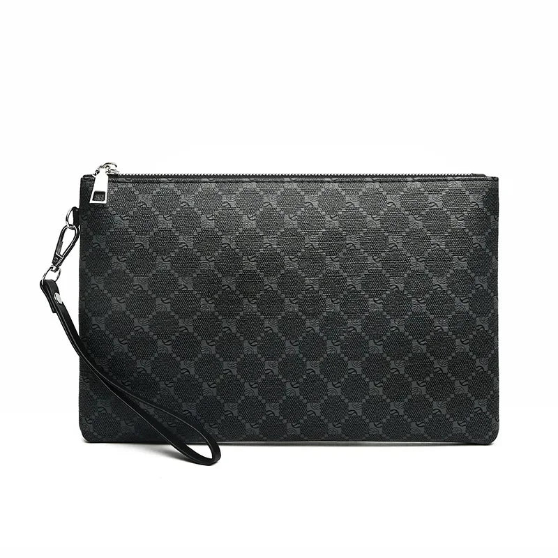 Men's Leather Messenger Bag Slim Business Envelope Clutch Phone Crossbody Bag Fashionable Lightweight Hand Carry Bag
