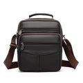 Natural Leather Men's Leather Handbag Small Size Tablet Compartment Genuine Leather Shoulder Bag Shoulder Strap Messenger Style