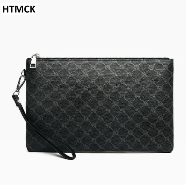 Men's Leather Messenger Bag Slim Business Envelope Clutch Phone Crossbody Bag Fashionable Lightweight Hand Carry Bag