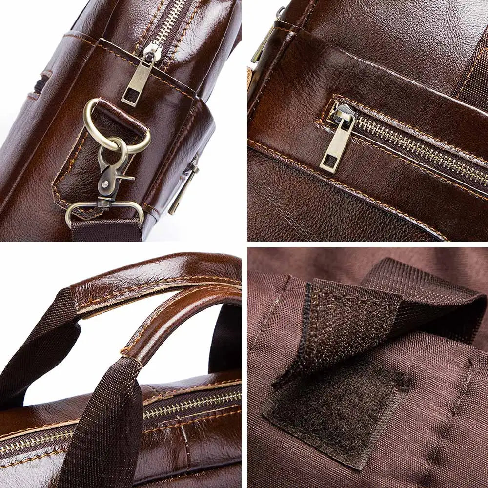Genuine Leahther Men Briefcase Portable Office Handbag for Laptop Bag High Quality Business Messenger Shoulder Bags Travelling