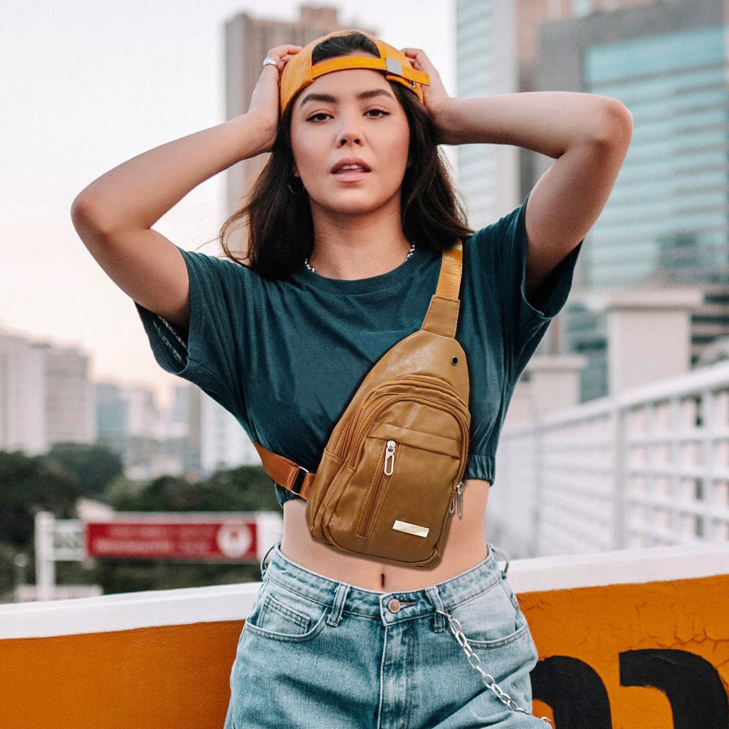 New Leather Chest Bag For Men Multifunctional Casual Fashion Messenger Shoulder Bag For Outdoor Sports Versatile Crossbody Bag