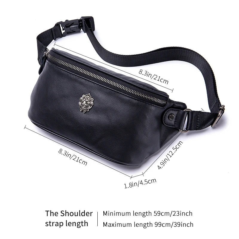 GenuineLeather Fanny Packs for Men Belt Bag Fashionable Waist Pack Sling Crossbody Bag for Workout Travel Camping Hiking Walking