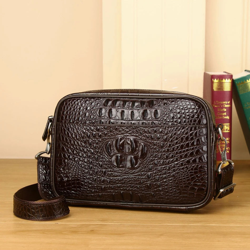 Genuine Leather alligator handbag large capacity men's briefcase business Crossbody bag fashion men's bag real cowhide bag