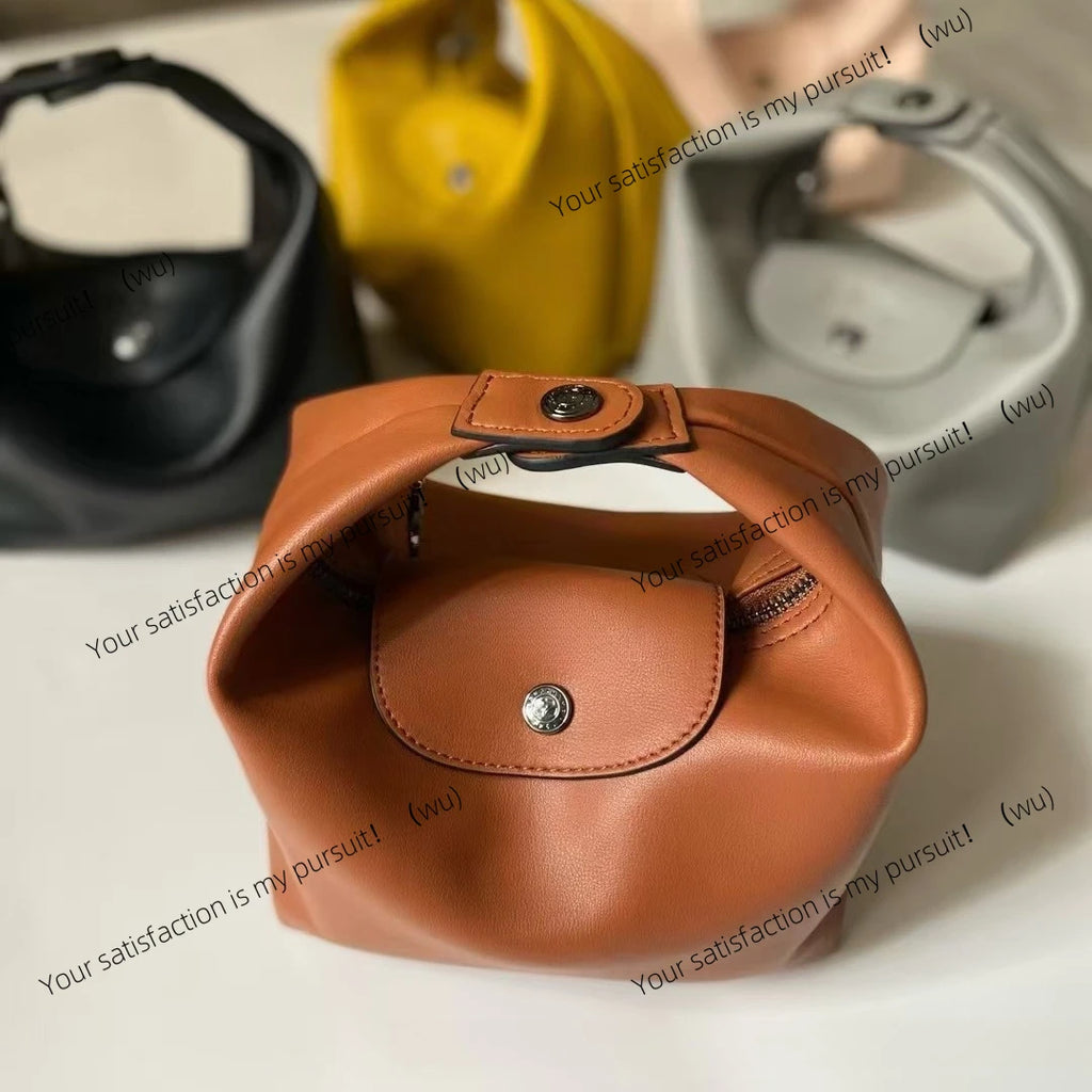 Full leather lunch box bag, hand bag, messenger bag, French shoulder bag with shoulder strap women's bag.