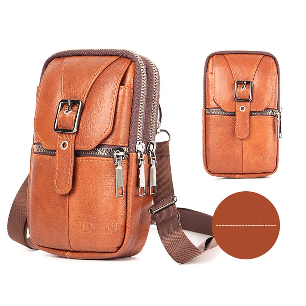 Leather Phone Pouch Small Belt Bag Shoulder Crossbody Purse Waist Pack