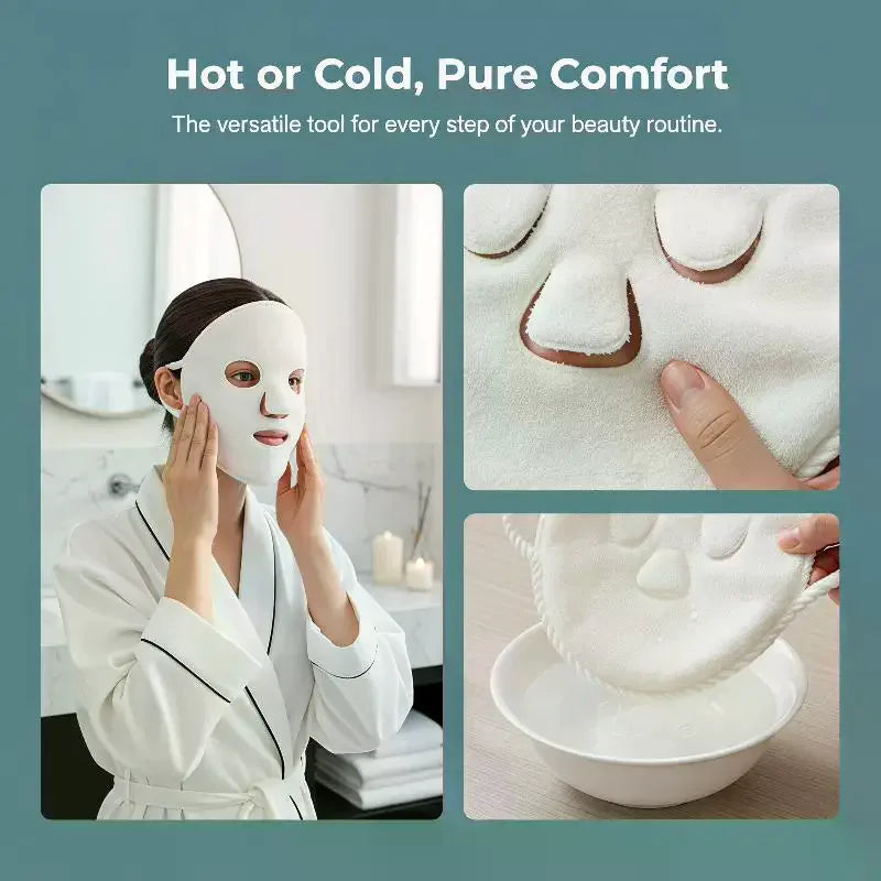 Reusable Hot And Cold Compress Face Masks Towel Moisturizing Facial Steamer Soft Gentle For Skin Care