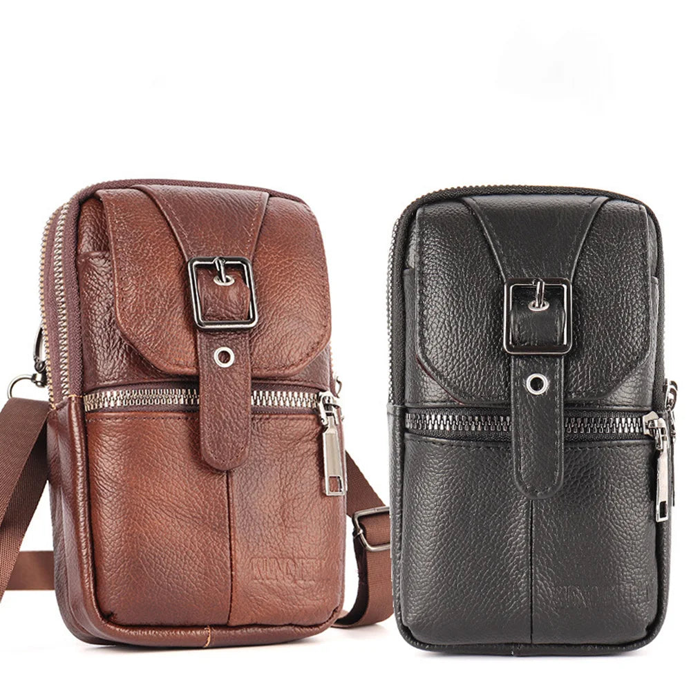Leather Phone Pouch Small Belt Bag Shoulder Crossbody Purse Waist Pack