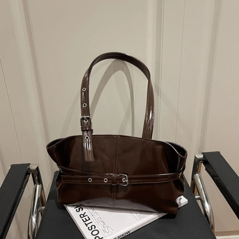 Leather Tote Bag with Adjustable Straps Belt Buckle Underarm Bag,large Capacity Handbag,daily Shoulder Purse Suitable for Women
