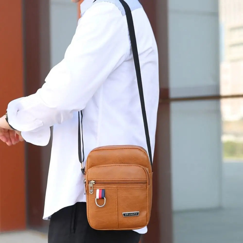 Leather Men's Sling Bag Messenger Shoulder Crossbody Bags Large Capacity Handbags Multifunctional
