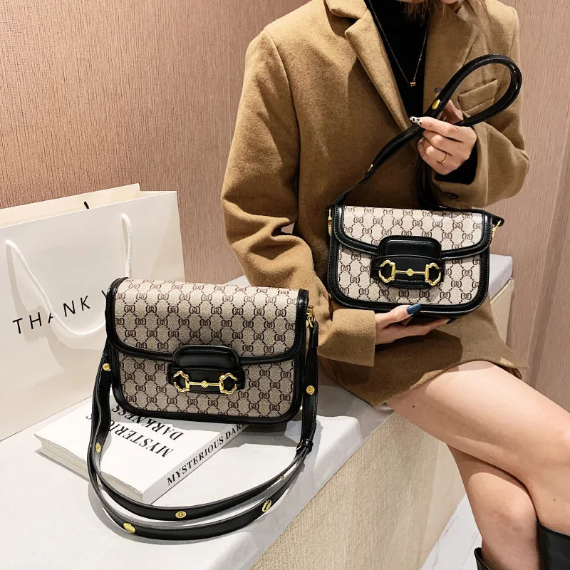 Ladies Genuine Leather Saddle Bag Classic Designer Paris Popular Single Shoulder Bag for Women Casual Vintage Trendy Handbag