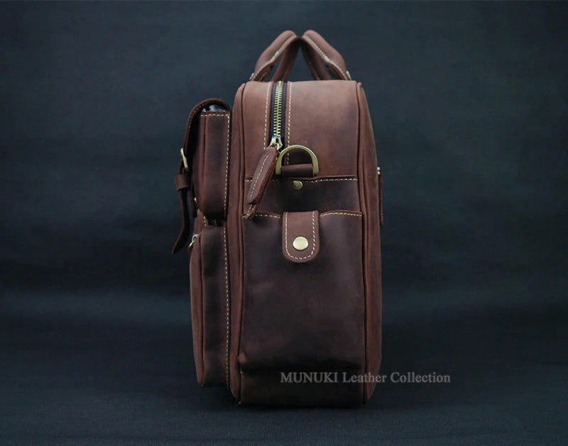 Top Quality Genuine Leather Briefcase Men Business Bag 17"Laptop Case Male Leather Office Bag Portfolio Large Messenger Bag Tote