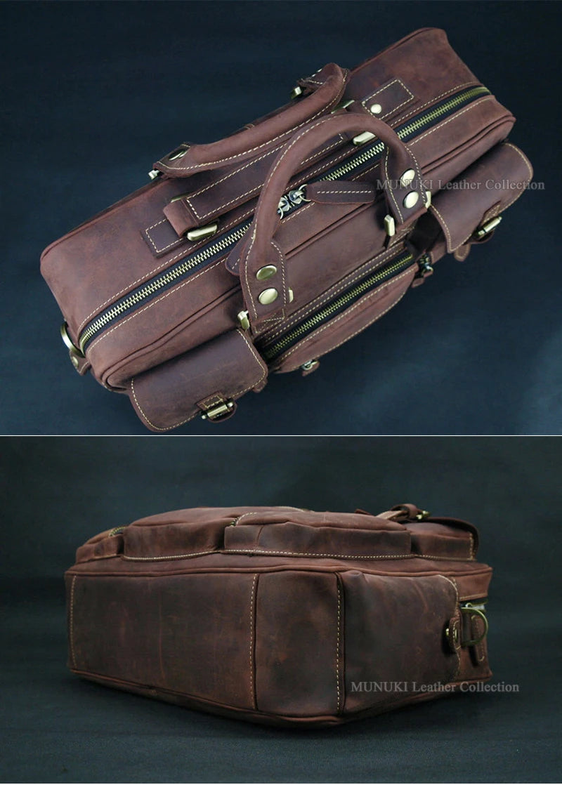 Top Quality Genuine Leather Briefcase Men Business Bag 17"Laptop Case Male Leather Office Bag Portfolio Large Messenger Bag Tote