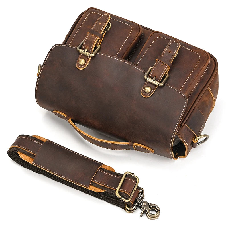 Large leather messenger bag for men real cowskin crossbody bags shoulder bags school bag of male for iPad PC Camera Shoulder Bag